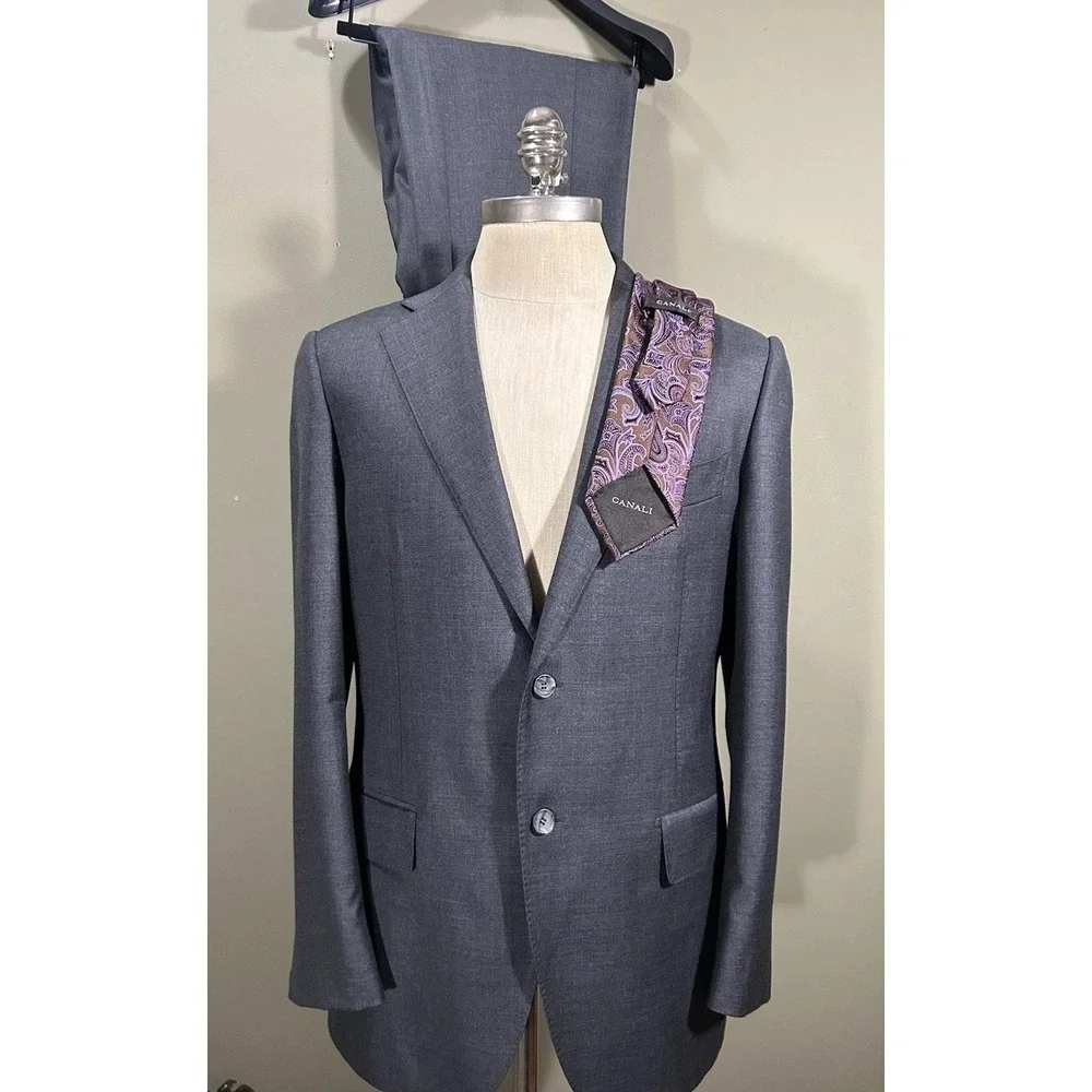 Suitsupply Lazio 2pc Suit Grey Wool Vitale Barberis Canonico 42R Slim 34x31